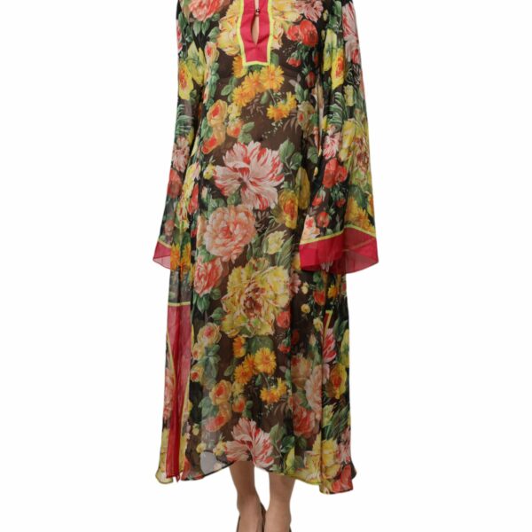 Dolce & Gabbana Multicolor Floral Silk Kaftan Maxi Dress