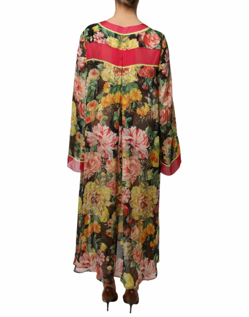 Dolce & Gabbana Multicolor Floral Silk Kaftan Maxi Dress - Image 4