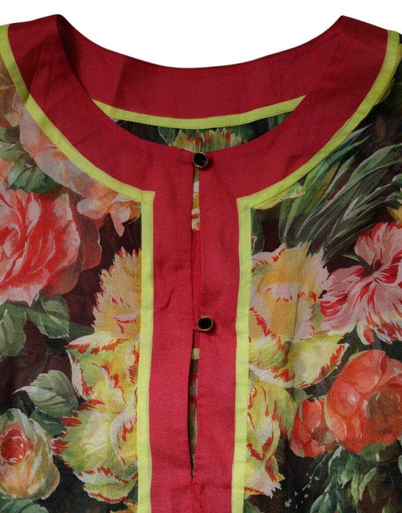 Dolce & Gabbana Multicolor Floral Silk Kaftan Maxi Dress - Image 6