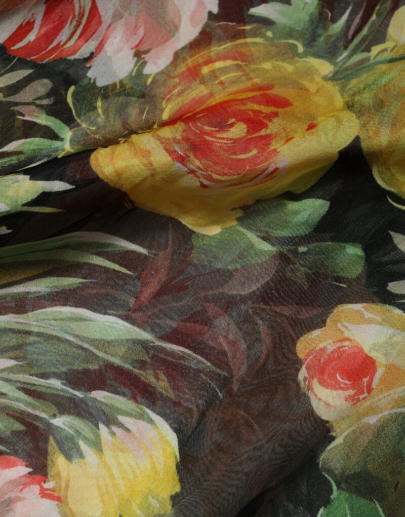 Dolce & Gabbana Multicolor Floral Silk Kaftan Maxi Dress - Image 7