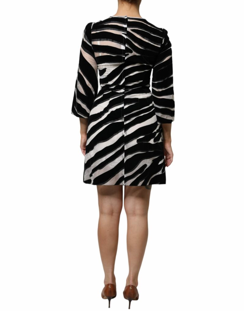 Dolce & Gabbana Black White Zebra A-line Sheath Mini Dress - Image 4