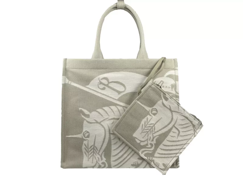 Burberry EKD Canvas Tote Bag With Coin Pouch Beige - Image 4