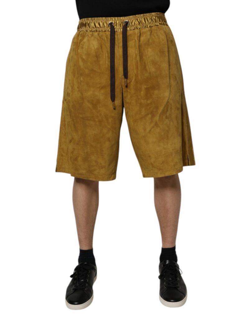 Dolce & Gabbana Brown Lambskin Suede Men Bermuda Shorts - Image 2