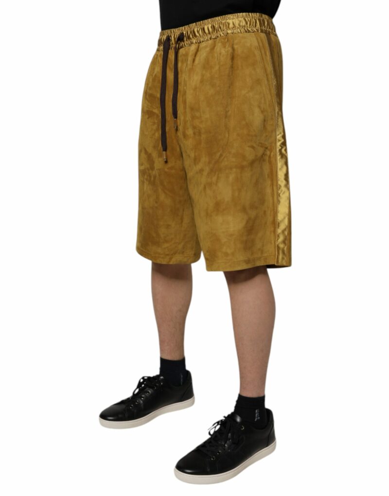 Dolce & Gabbana Brown Lambskin Suede Men Bermuda Shorts - Image 3