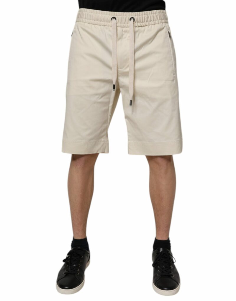 Dolce & Gabbana Off White Cotton Stretch Men Bermuda Shorts - Image 2