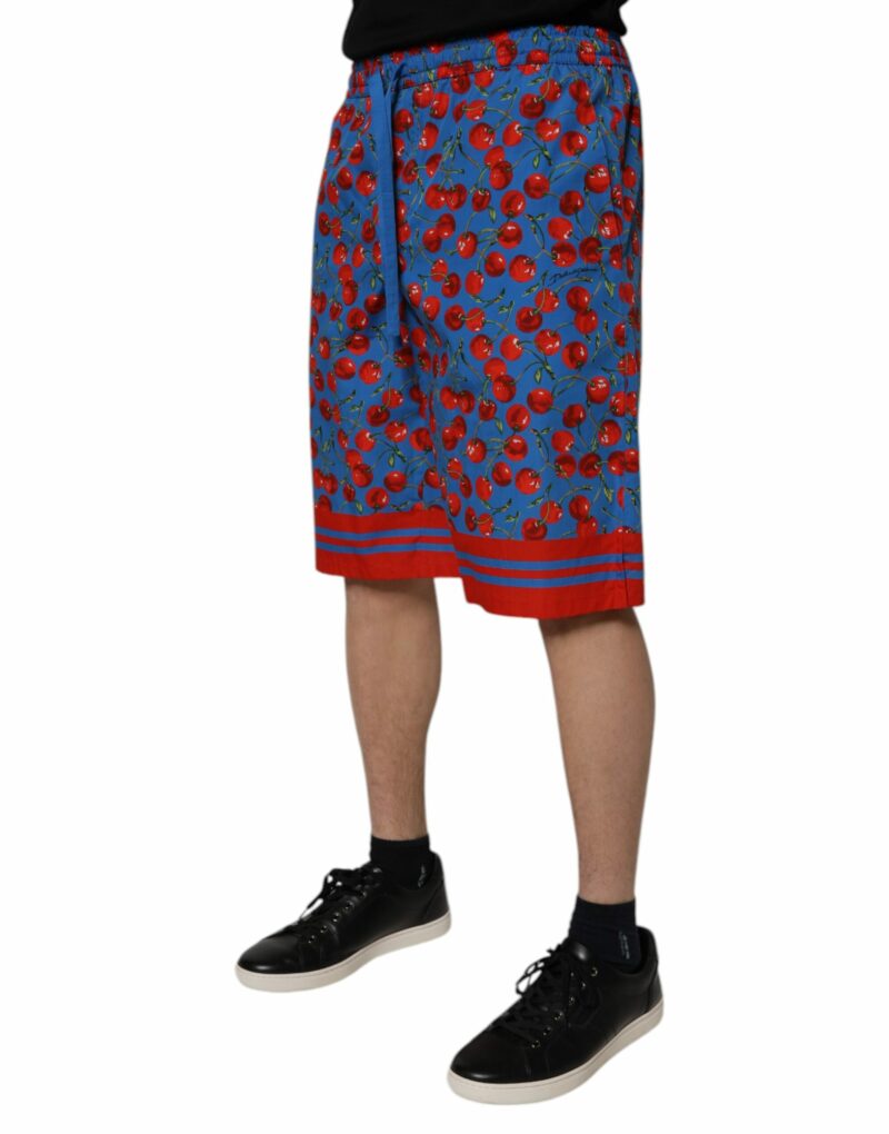 Dolce & Gabbana Blue Cherry Print Cotton Men Bermuda Shorts - Image 3