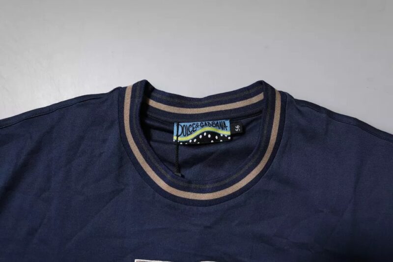 Dolce & Gabbana Blue Floral Logo CrewNeck Pullover Sweater - Image 6