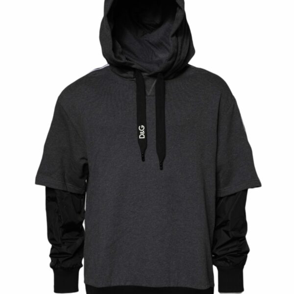 Dolce & Gabbana Melange Gray Cotton Hooded Sweatshirt Sweater