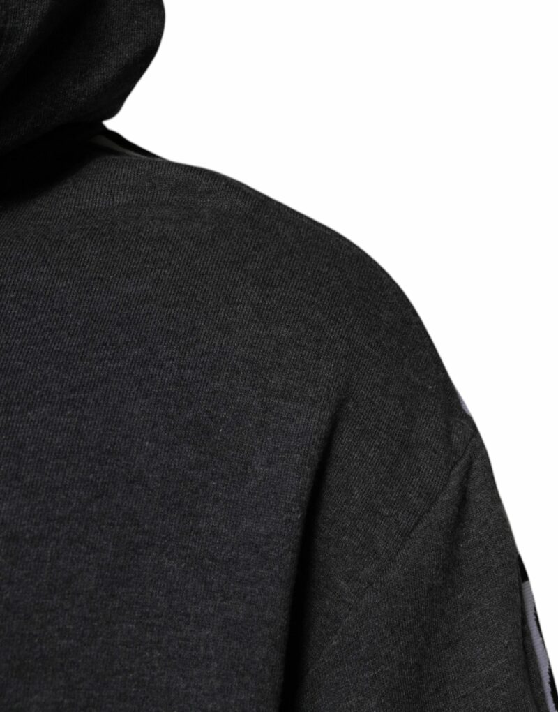 Dolce & Gabbana Melange Gray Cotton Hooded Sweatshirt Sweater - Image 3