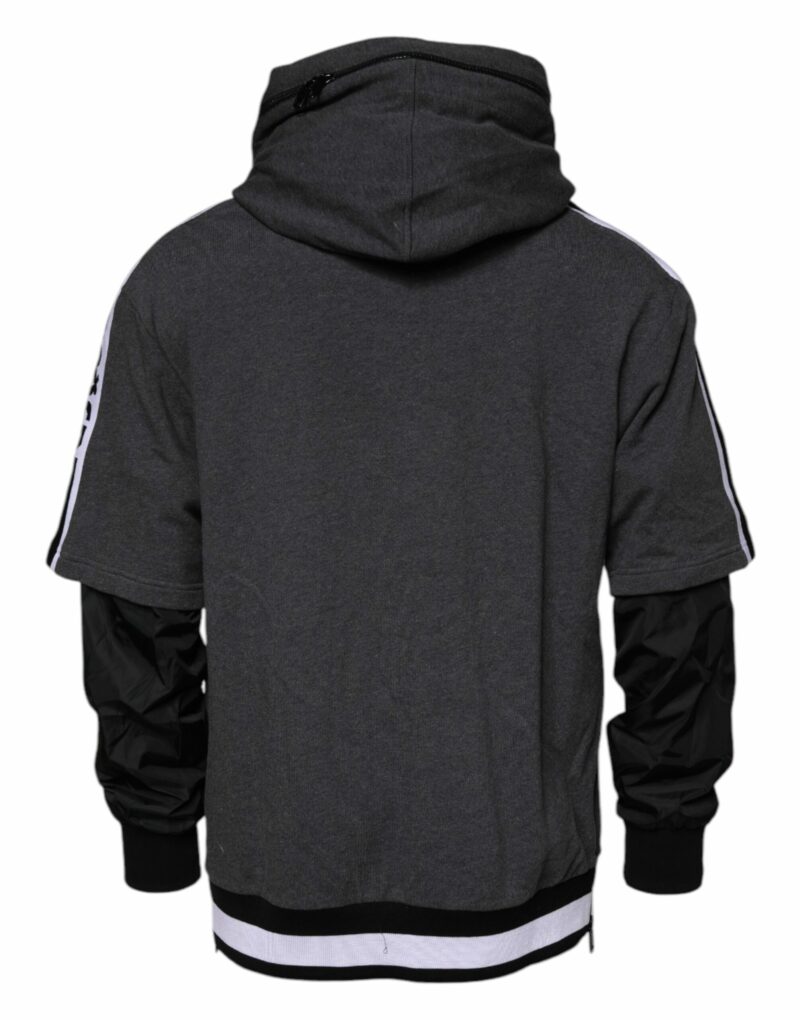 Dolce & Gabbana Melange Gray Cotton Hooded Sweatshirt Sweater - Image 4