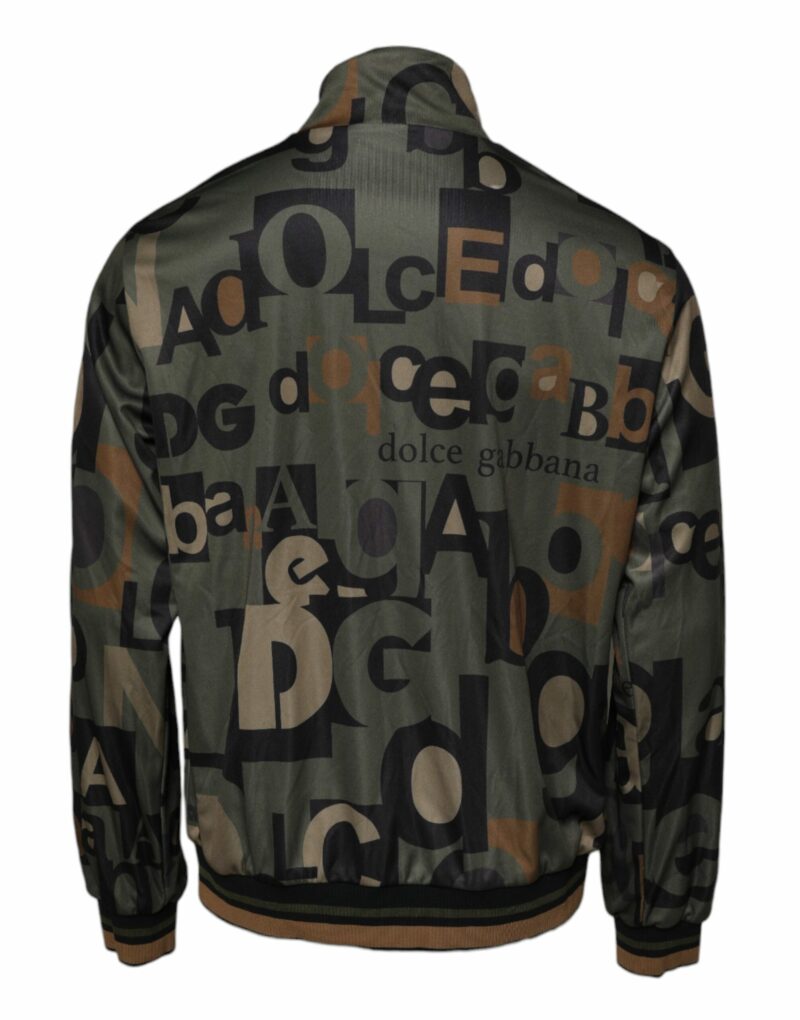 Dolce & Gabbana Army Green Polyester Logo Full Zip Sweater - Image 4