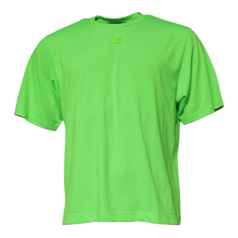 Dolce & Gabbana Green Logo Polyester Crew Neck T-shirt - Image 2
