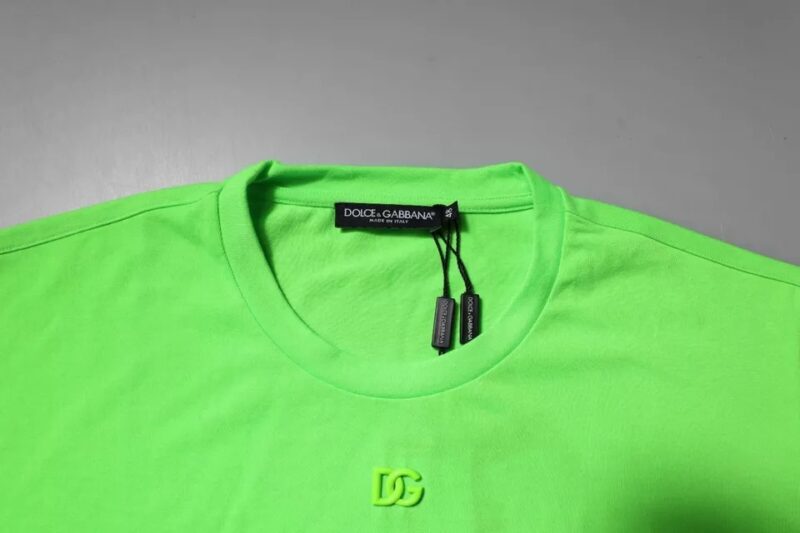 Dolce & Gabbana Green Logo Polyester Crew Neck T-shirt - Image 5