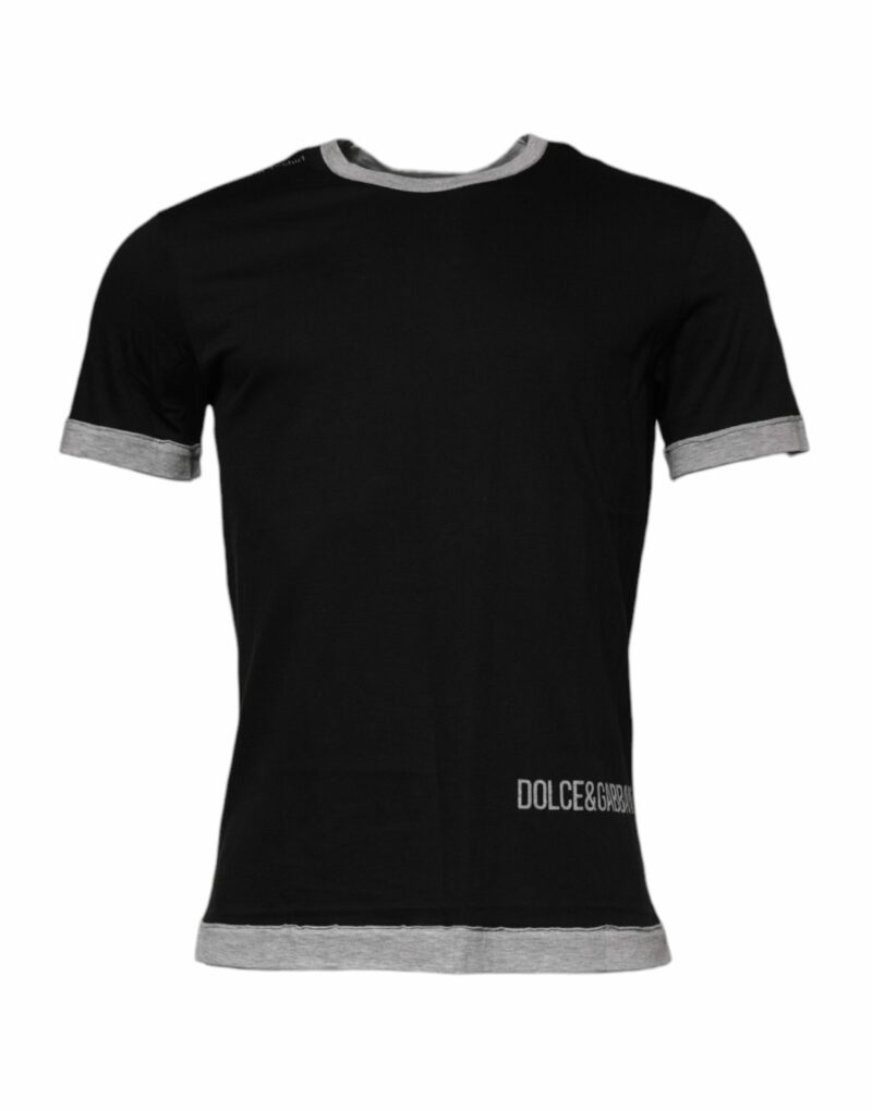 Dolce & Gabbana Black Logo Cotton Crew Neck Men Tee T-shirt - Image 2