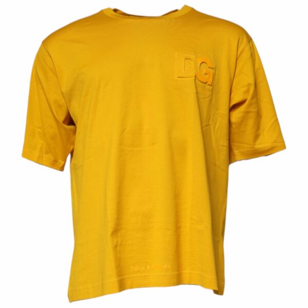 Dolce & Gabbana Dark Yellow Logo Cotton Men Crew Neck T-shirt