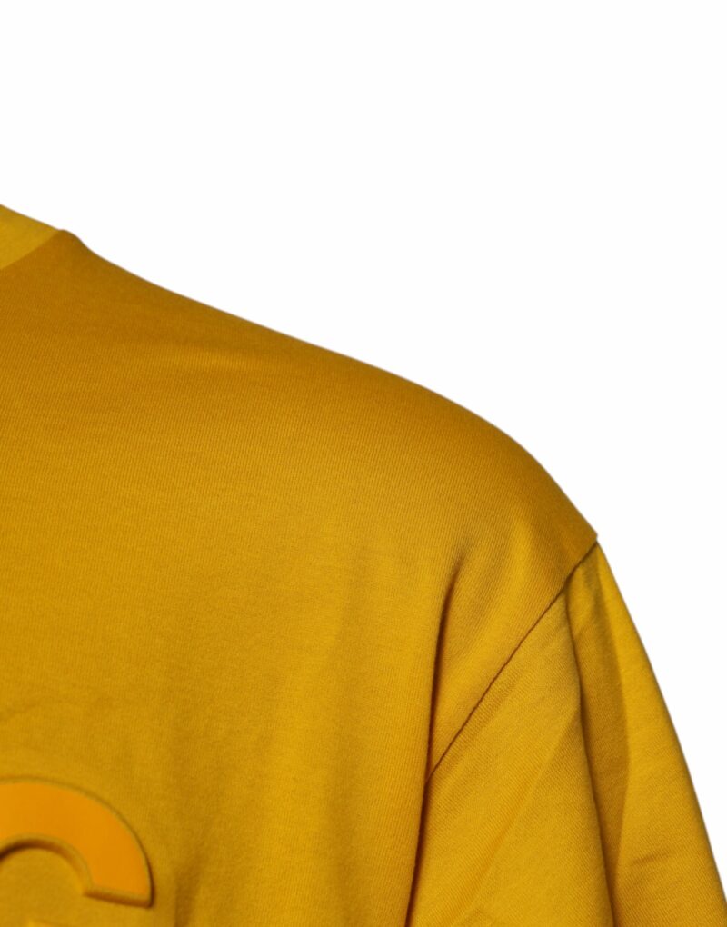 Dolce & Gabbana Dark Yellow Logo Cotton Men Crew Neck T-shirt - Image 3