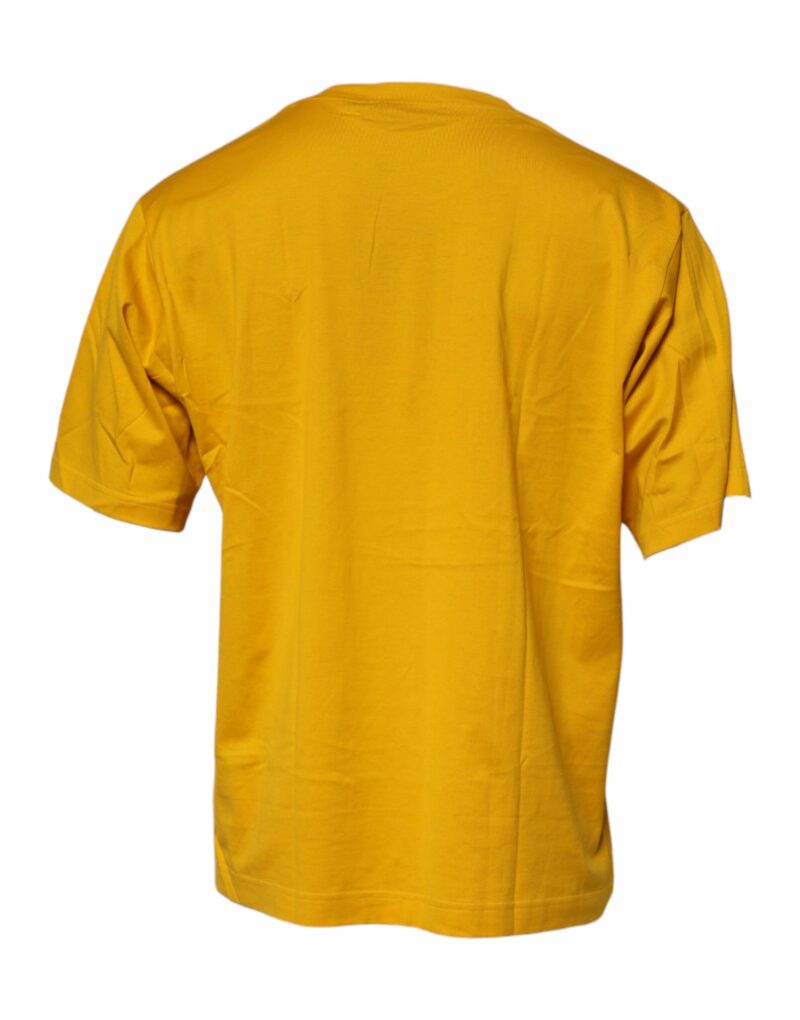 Dolce & Gabbana Dark Yellow Logo Cotton Men Crew Neck T-shirt - Image 4