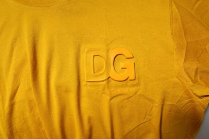 Dolce & Gabbana Dark Yellow Logo Cotton Men Crew Neck T-shirt - Image 6