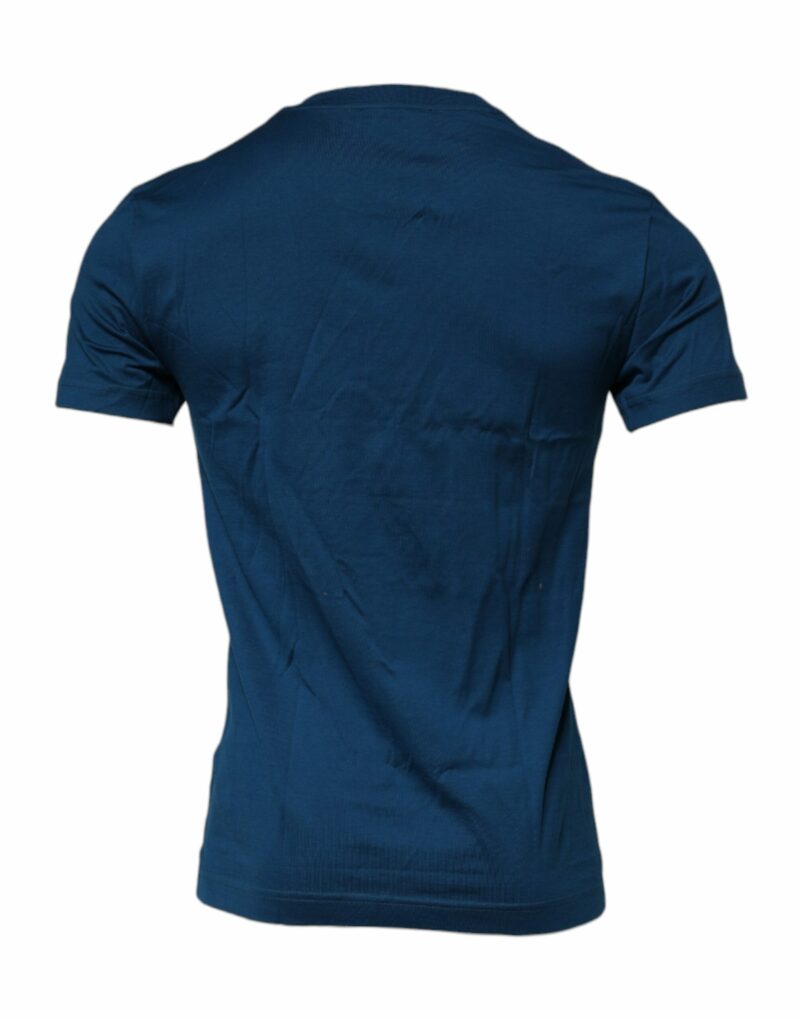 Dolce & Gabbana Blue Crown Bee Cotton Men Crew Neck T-shirt - Image 3
