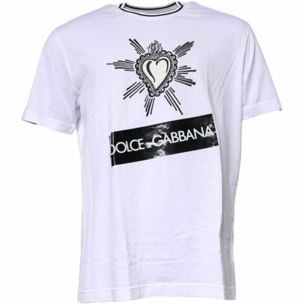 Dolce & Gabbana White Sacred Heart Short Sleeve T-shirt
