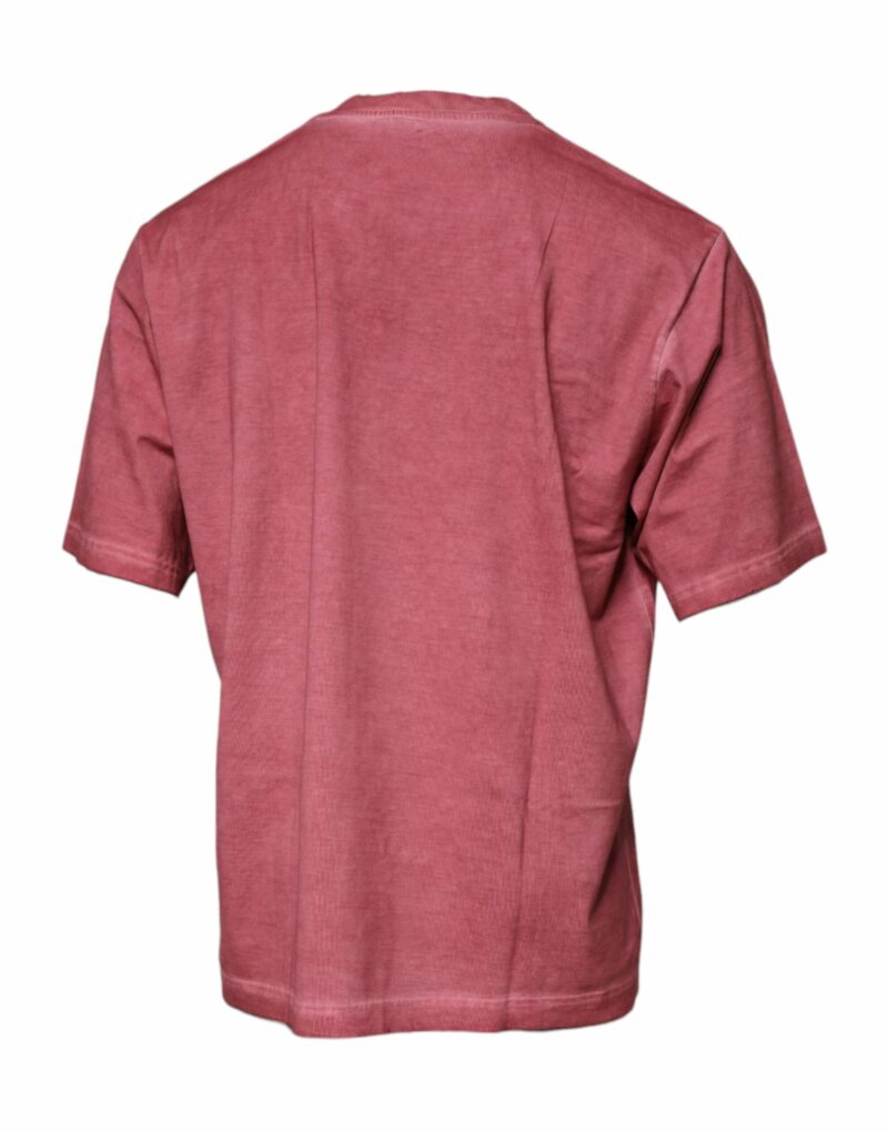 Dolce & Gabbana Pink Logo Print Cotton Crew Neck T-shirt - Image 4