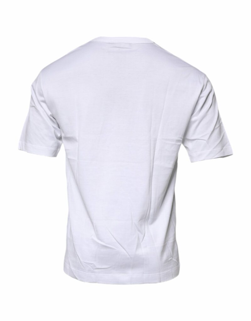 Dolce & Gabbana White Floral Print Cotton Crew Neck T-shirt - Image 4