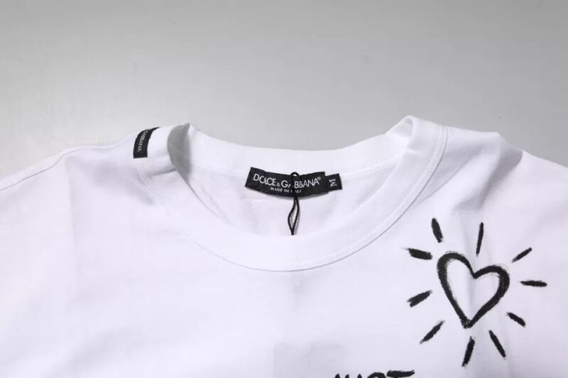 Dolce & Gabbana White Floral Print Cotton Crew Neck T-shirt - Image 5