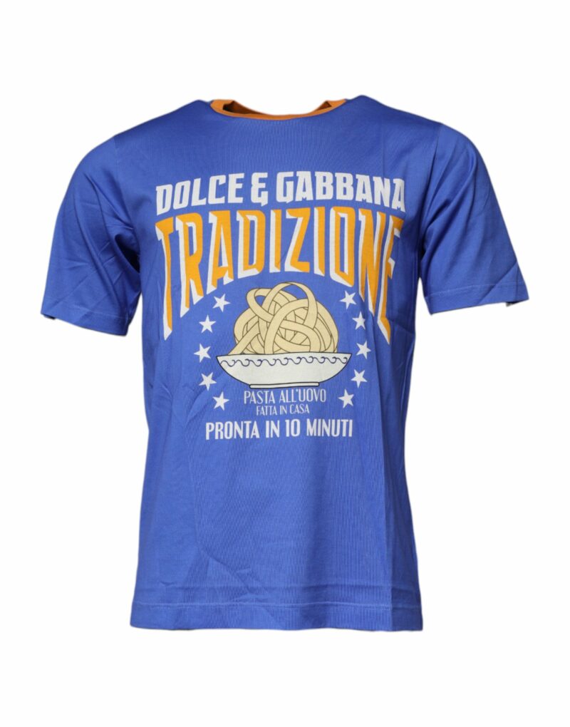 Dolce & Gabbana Blue Graphic Print Cotton Crew Neck T-shirt - Image 2