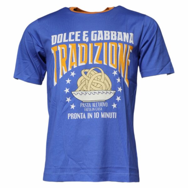 Dolce & Gabbana Blue Graphic Print Cotton Crew Neck T-shirt