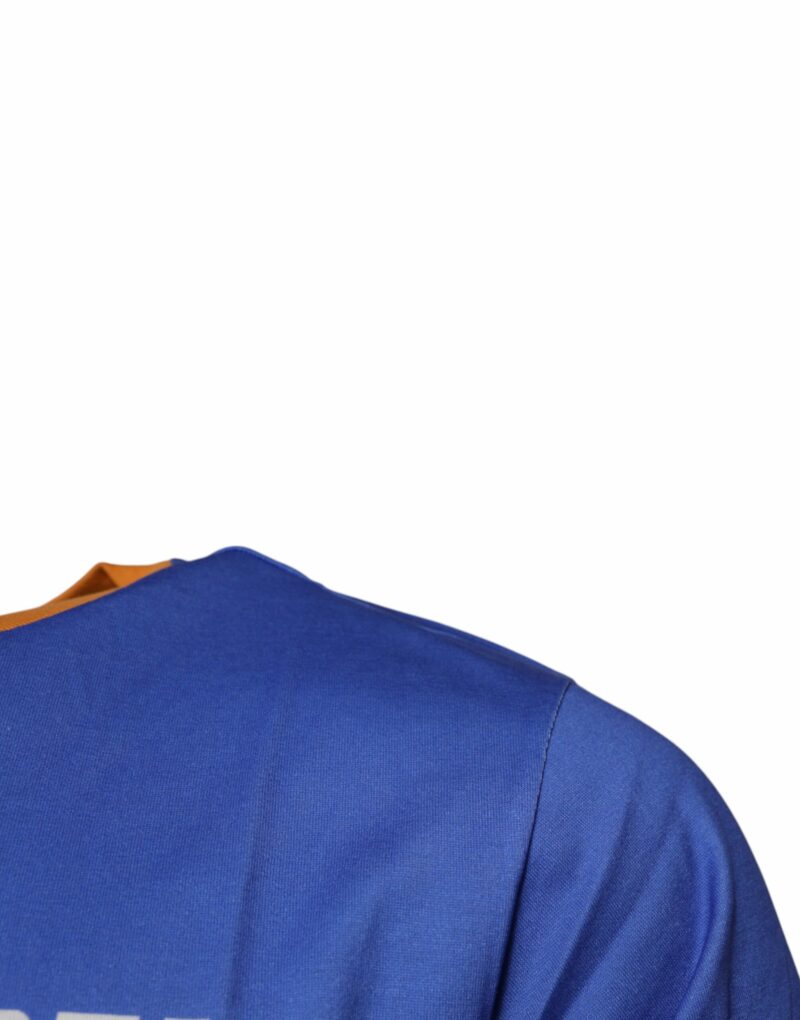 Dolce & Gabbana Blue Graphic Print Cotton Crew Neck T-shirt - Image 3