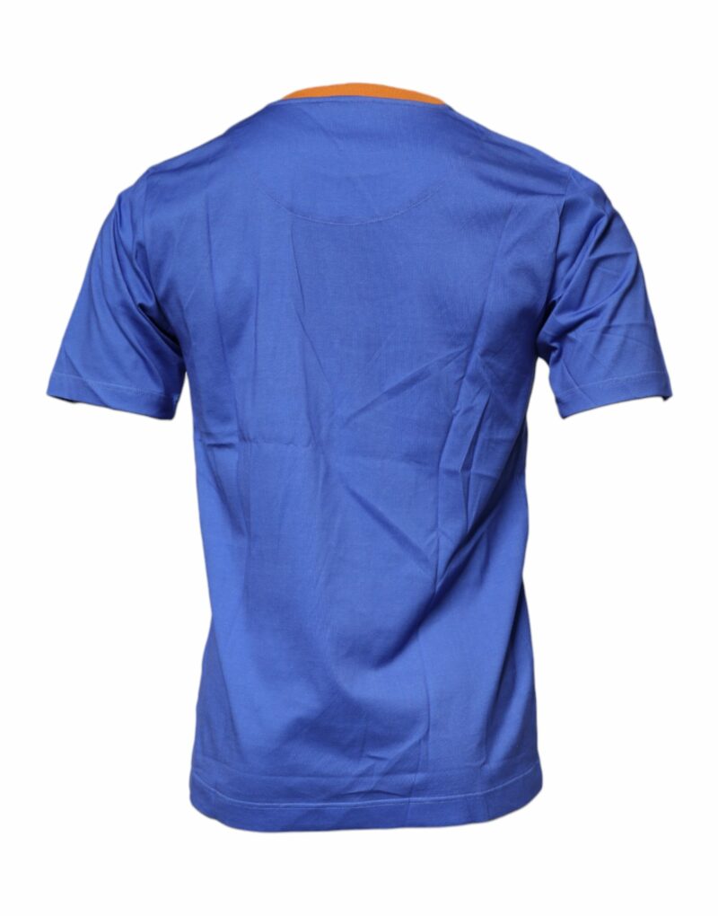 Dolce & Gabbana Blue Graphic Print Cotton Crew Neck T-shirt - Image 4
