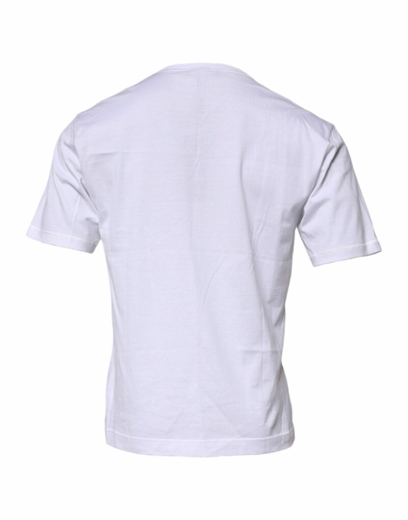 Dolce & Gabbana White Logo Tape Cotton Crew Neck T-shirt - Image 4