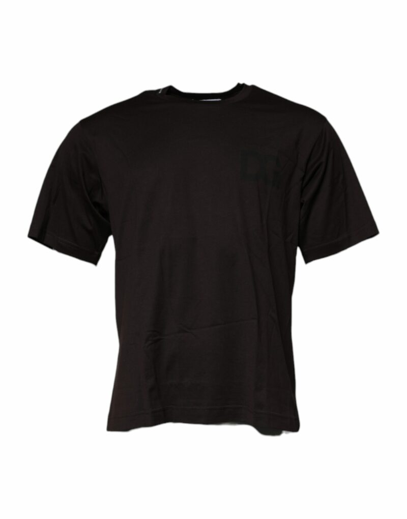 Dolce & Gabbana Dark Brown Logo Cotton Crew Neck T-shirt - Image 2