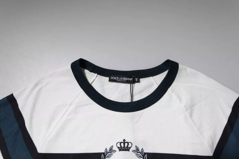Dolce & Gabbana White Logo Print Cotton Men Crew Neck T-shirt - Image 5