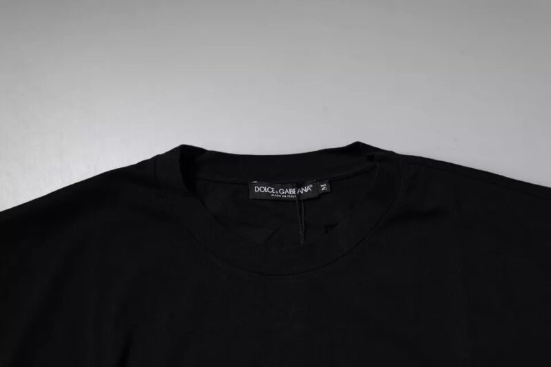 Dolce & Gabbana Black Amore Leopard Cotton Crew Neck T-shirt - Image 5