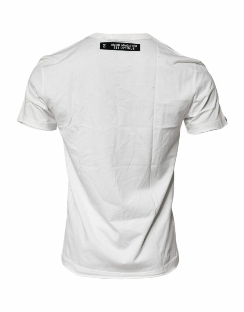 Dolce & Gabbana White Graphic Print Cotton Crew Neck T-shirt - Image 3