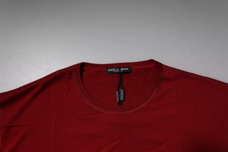 Dolce & Gabbana Red Logo Tape Cotton Crew Neck T-shirt - Image 5