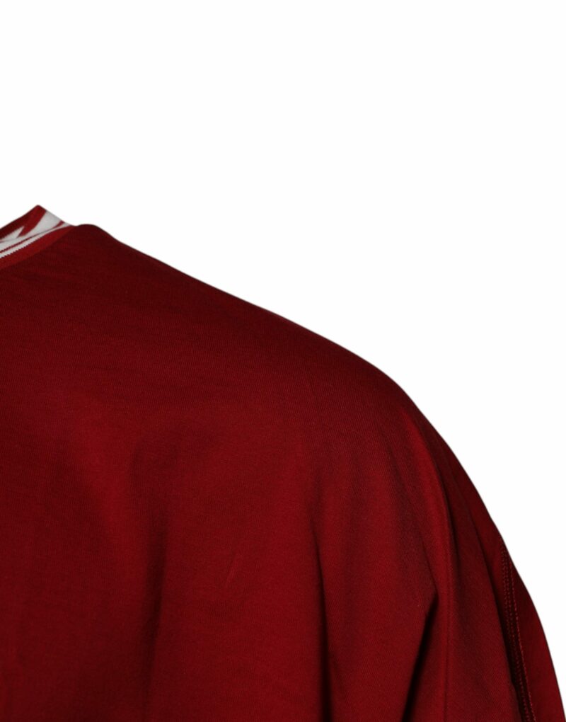 Dolce & Gabbana Red Logo Crown Cotton Crew Neck T-shirt - Image 3