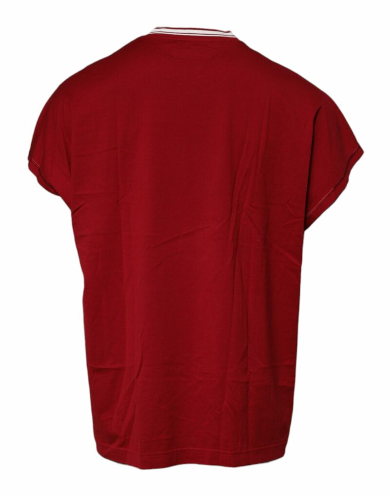 Dolce & Gabbana Red Logo Crown Cotton Crew Neck T-shirt - Image 4