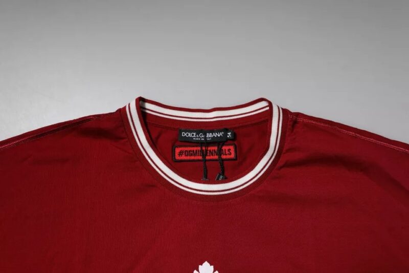 Dolce & Gabbana Red Logo Crown Cotton Crew Neck T-shirt - Image 5