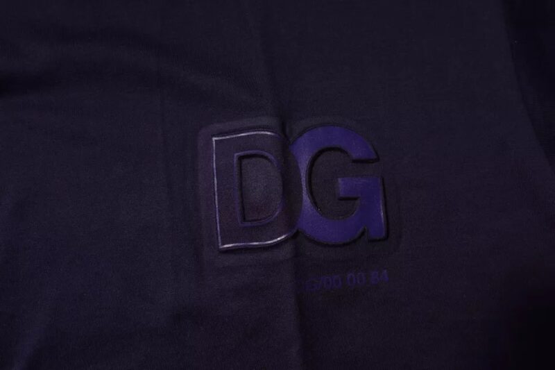 Dolce & Gabbana Navy Blue DG Logo Cotton Crew Neck T-shirt - Image 5