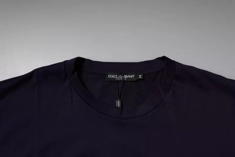 Dolce & Gabbana Navy Blue DG Logo Cotton Crew Neck T-shirt - Image 6
