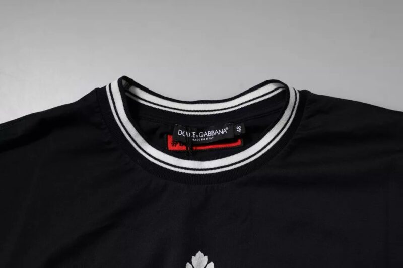 Dolce & Gabbana Dark Blue Logo Crown Cotton Crew Neck T-shirt - Image 5