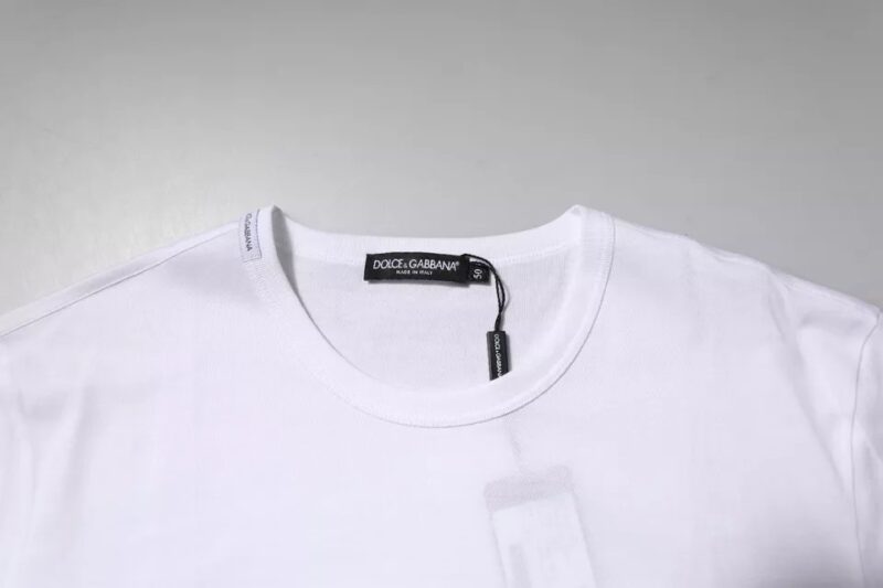 Dolce & Gabbana White Cotton Crew Neck Short Sleeves T-shirt - Image 5