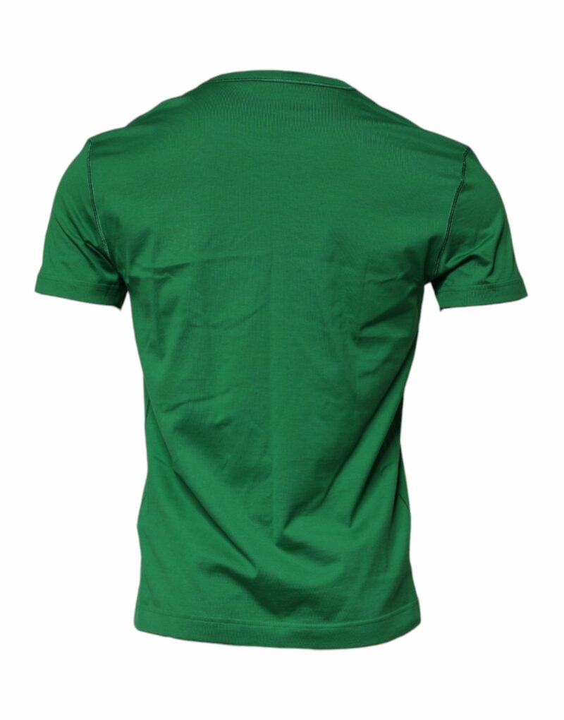 Dolce & Gabbana Green Logo Plaque Cotton Crew Neck T-shirt - Image 4