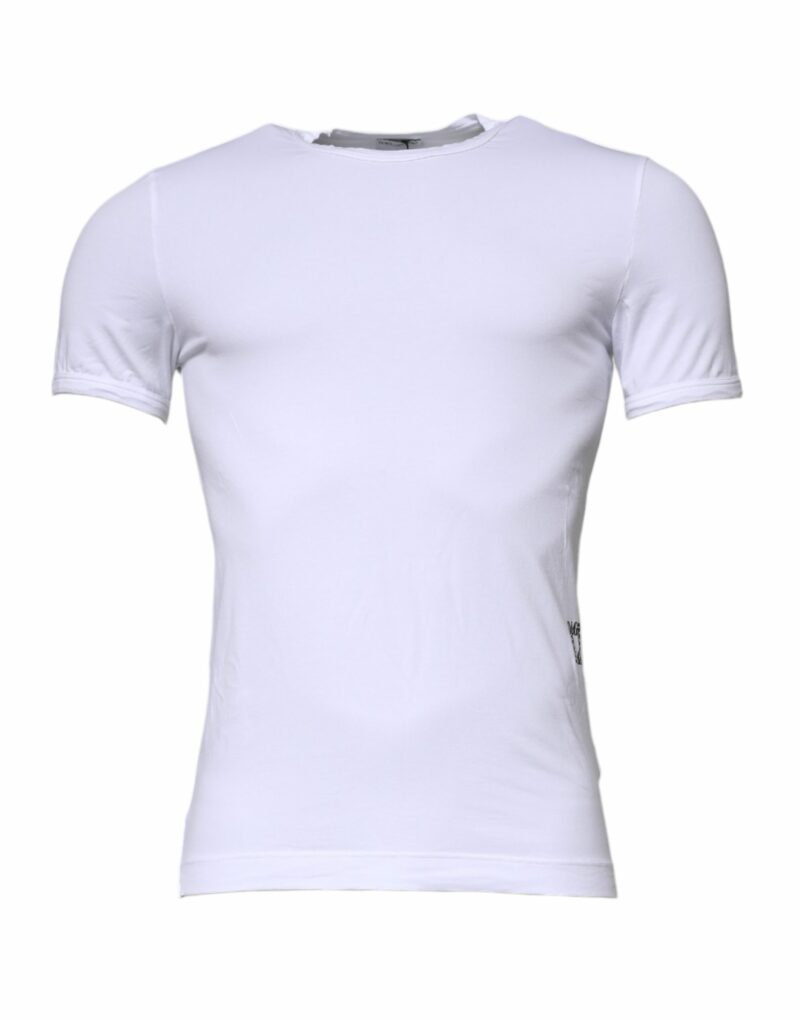 Dolce & Gabbana White Cotton Stretch Crewneck Underwear T-shirt - Image 2