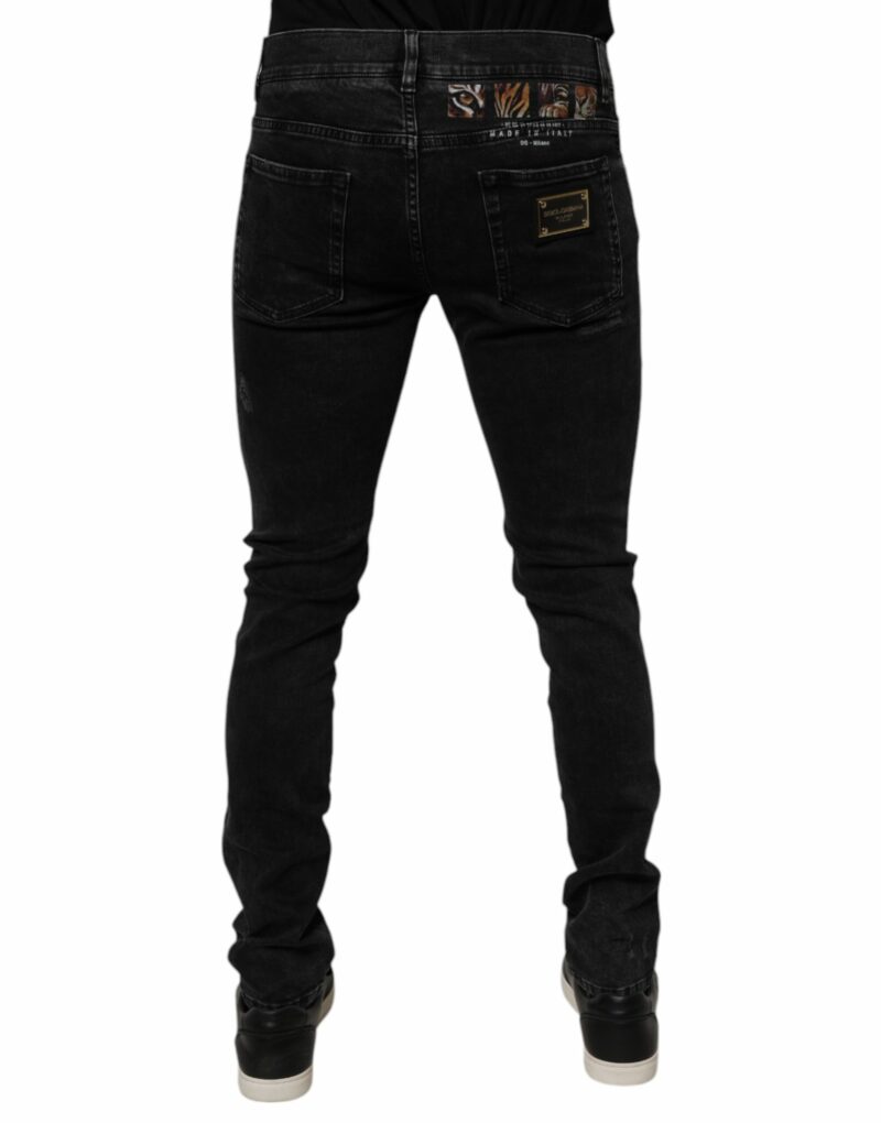 Dolce & Gabbana Black Tattered Cotton Skinny Men Denim Jeans - Image 4