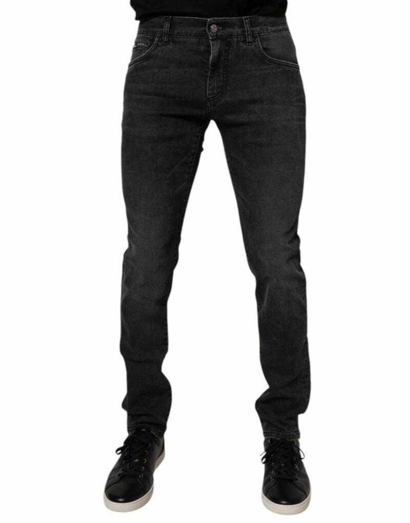 Dolce & Gabbana Black Cotton Stretch Skinny Men Denim Jeans - Image 2