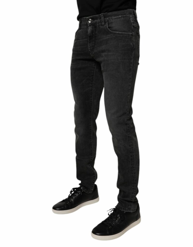 Dolce & Gabbana Black Cotton Stretch Skinny Men Denim Jeans - Image 3
