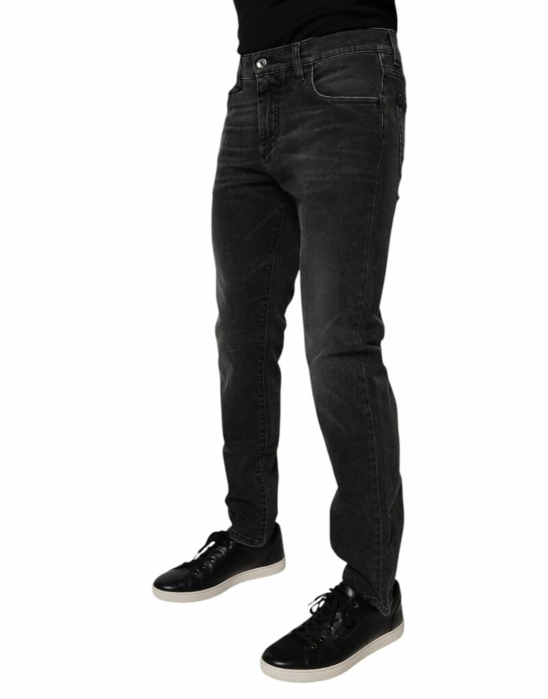 Dolce & Gabbana Black Cotton Stretch Skinny Men Denim Jeans - Image 3